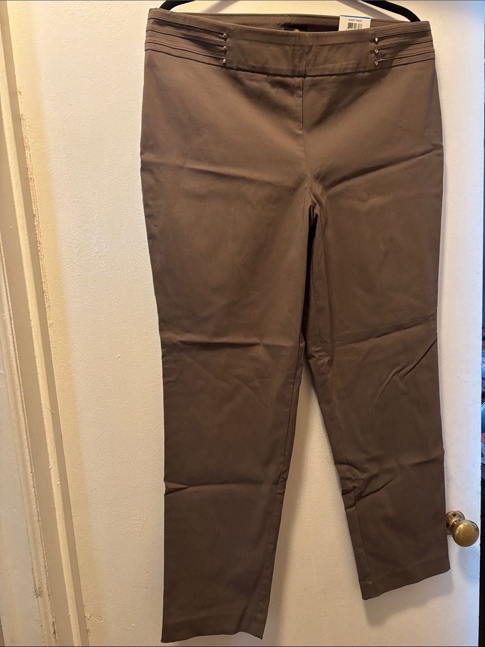 New JM Collection Petite XL Women's Brown Stretch Ponte Ankle Pants
